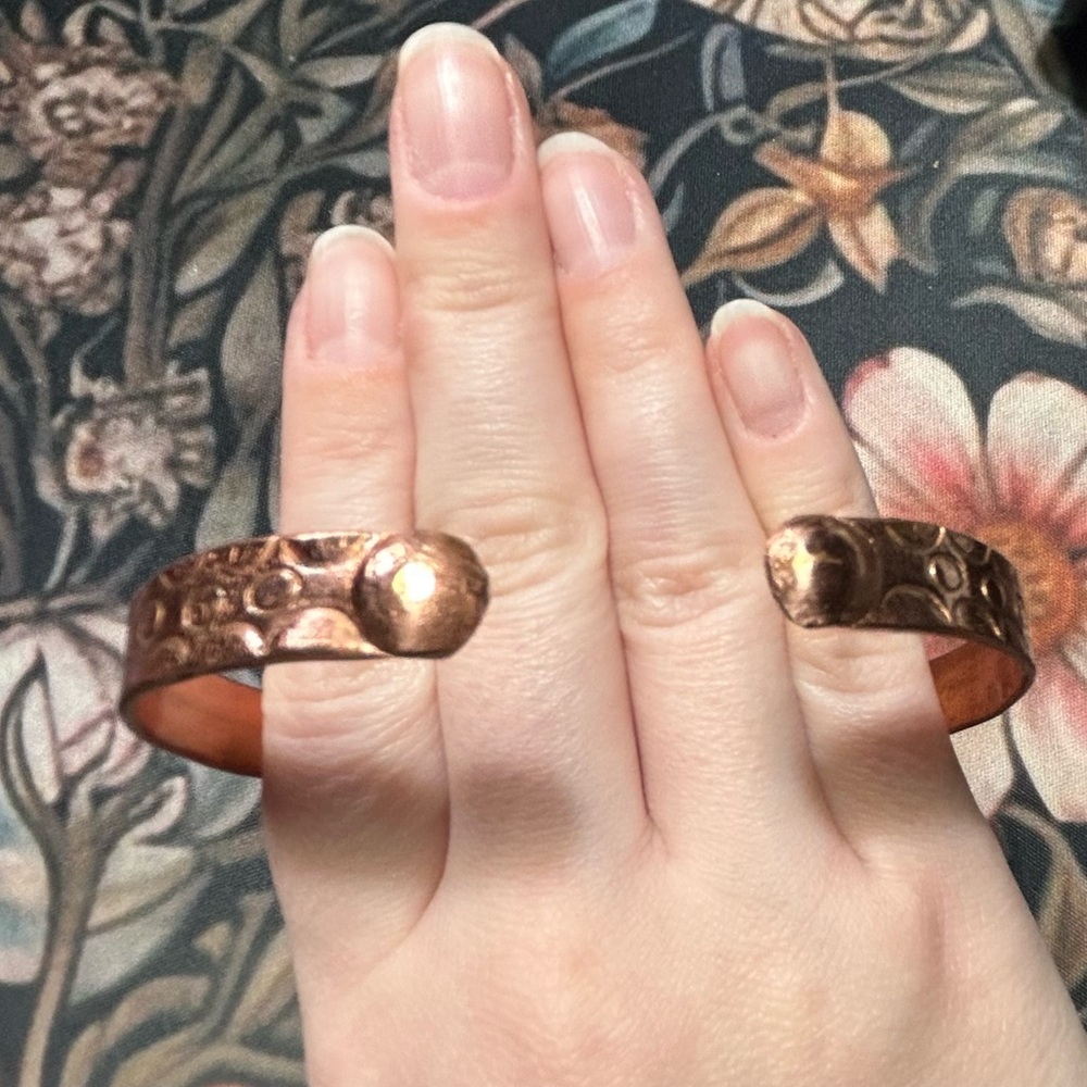 Handcrafted Hammered Copper Open Cuff Bracelet - Artisan Bangle from Grenada 🇬🇩
